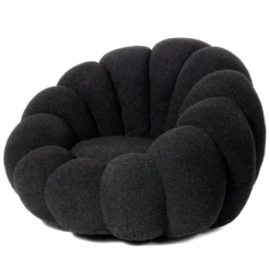Fauteuil design coquillage Arielina Tissu bouclette Noir