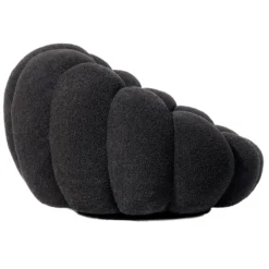 Fauteuil design coquillage Arielina Tissu bouclette Noir