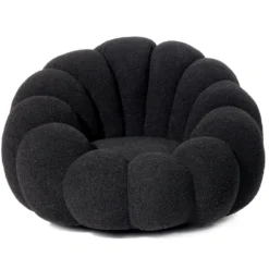 Fauteuil design coquillage Arielina Tissu bouclette Noir