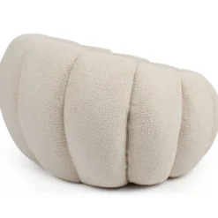 Fauteuil design coquillage Horizan Tissu bouclette Crème