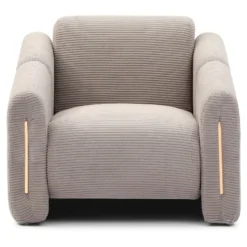 Fauteuil design Maximilien Métal doré et Velours côtelé Taupe