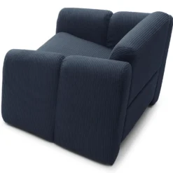 Fauteuil design Maximilien Métal doré et Velours côtelé Bleu foncé