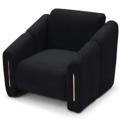 Fauteuil design Maximilien Métal doré et Velours côtelé Noir