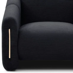 Fauteuil design Maximilien Métal doré et Velours côtelé Noir