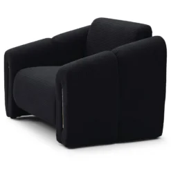 Fauteuil design Maximilien Métal doré et Velours côtelé Noir