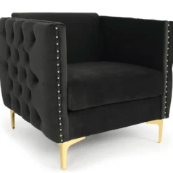 Fauteuil Joshua Velours Noir