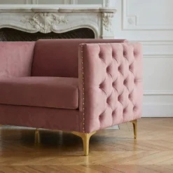 Fauteuil Joshua Velours Rose