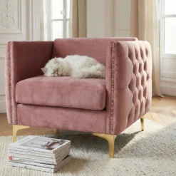 Fauteuil Joshua Velours Rose