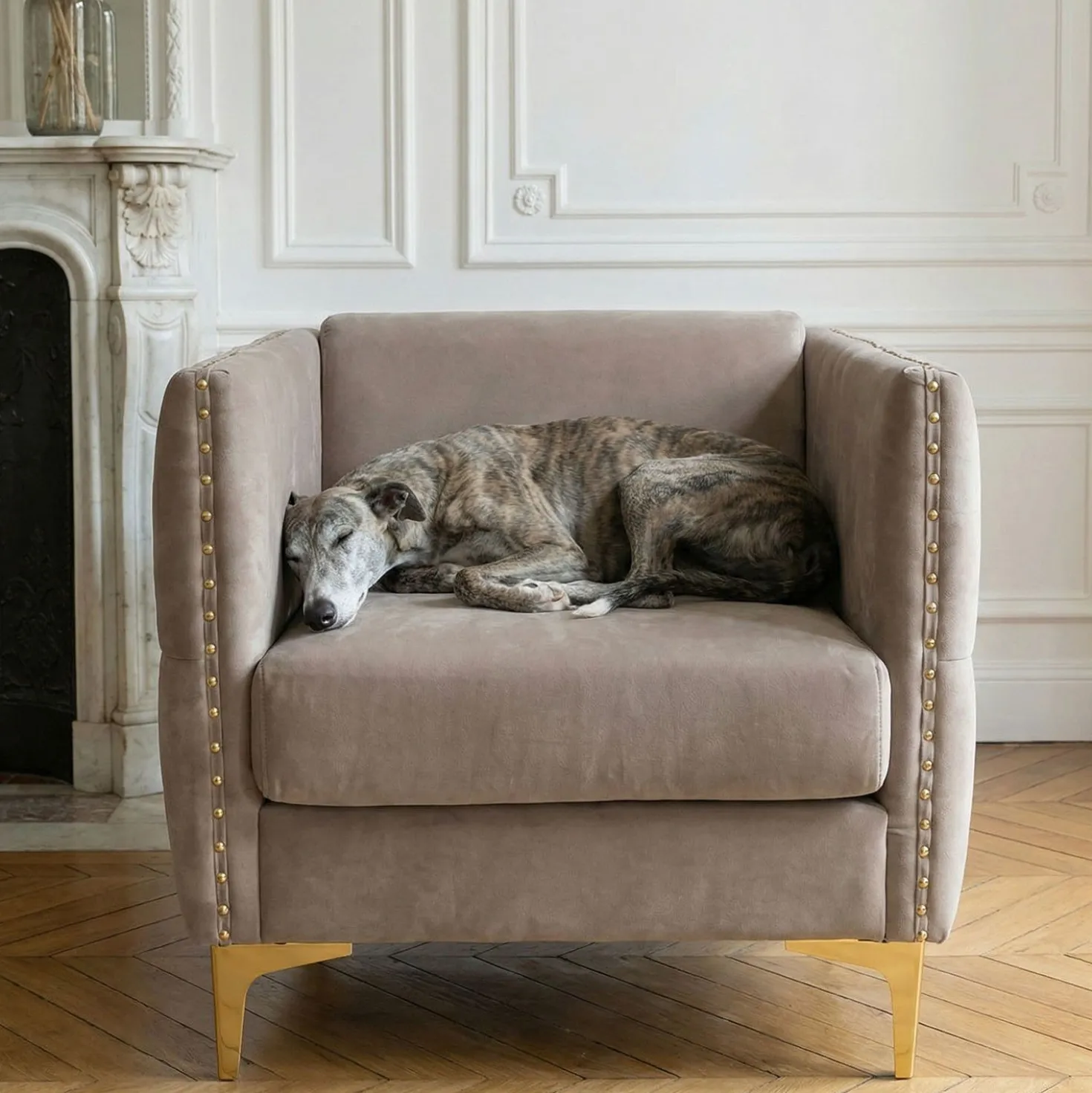 Fauteuil Joshua Velours Taupe