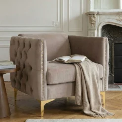 Fauteuil Joshua Velours Taupe