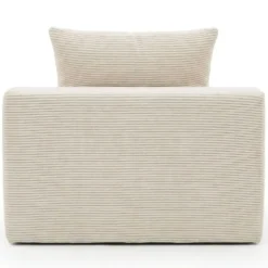 Fauteuil lounge style méridienne Rodin Velours côtelé Beige