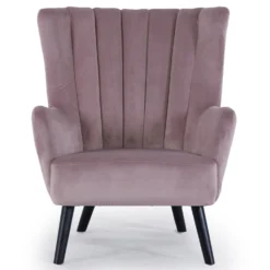 Fauteuil matelassé Vidal en Velours Rose