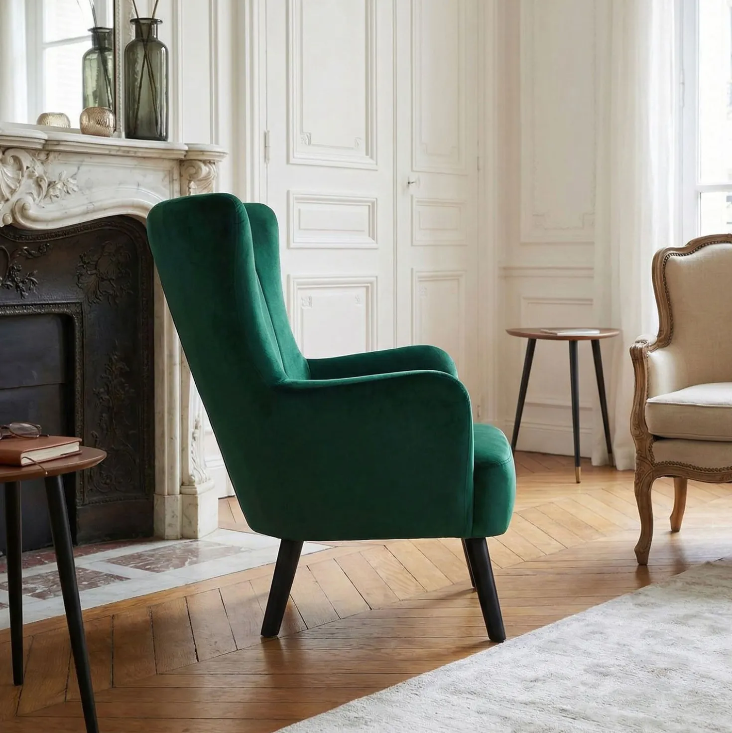 Fauteuil matelassé Vidal Velours Vert