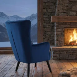 Fauteuil matelassé Vidal Velours Bleu