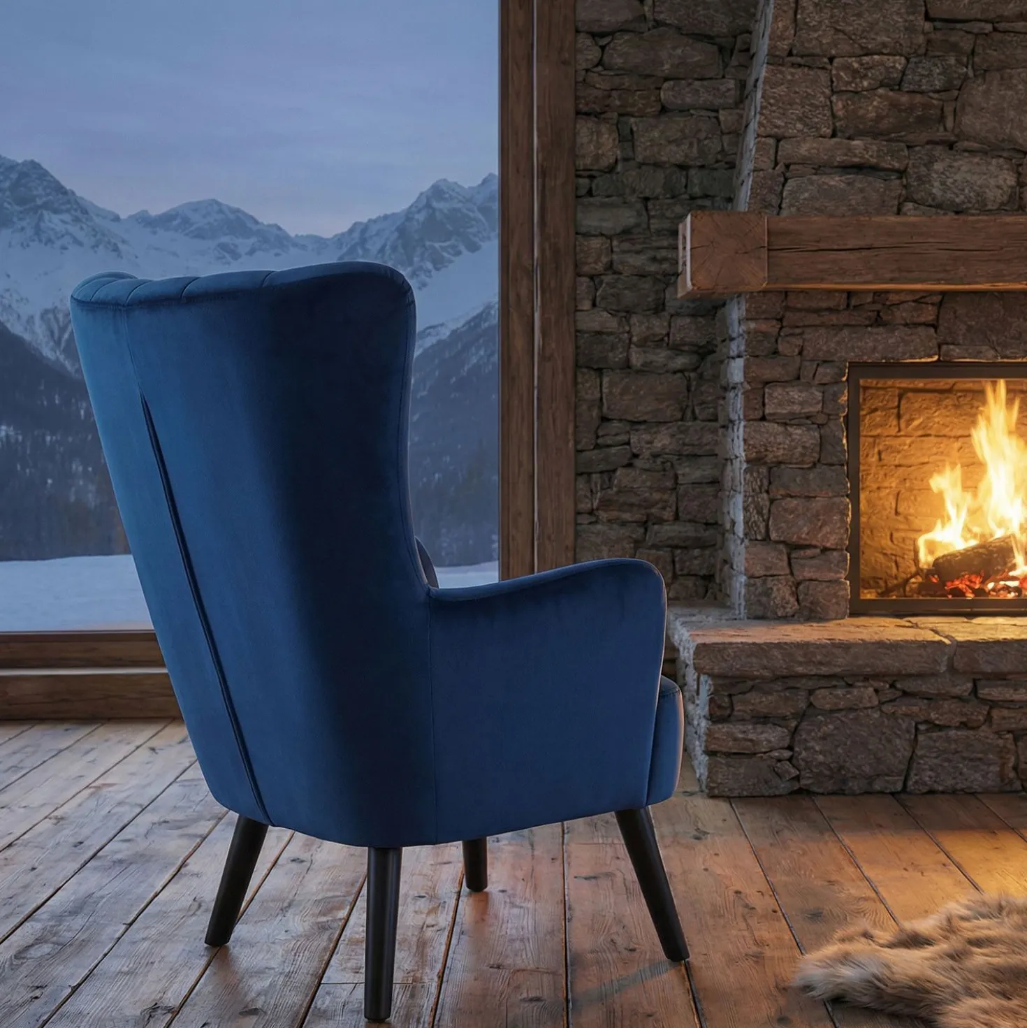 Fauteuil matelassé Vidal Velours Bleu