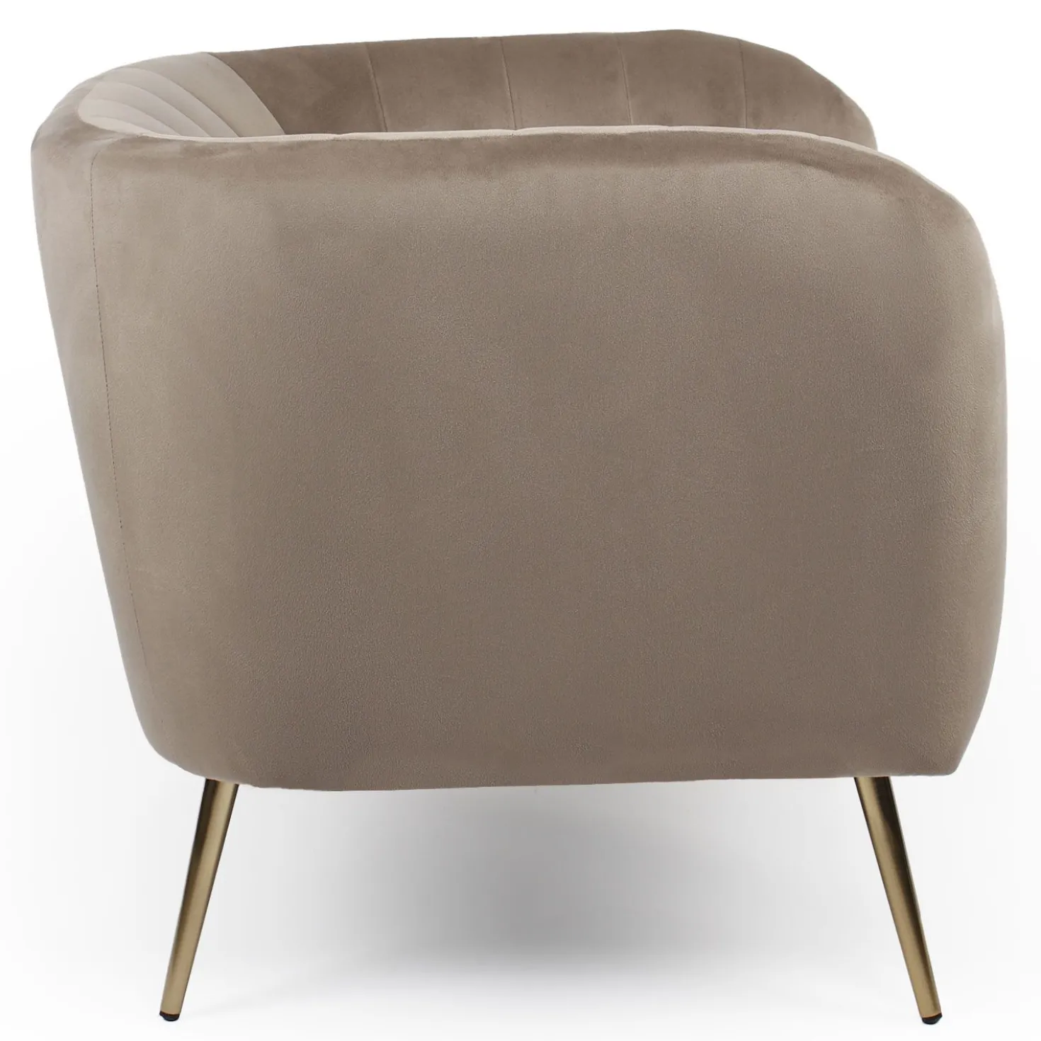 Fauteuil moderne Bombaro pieds métal doré et Velours Taupe