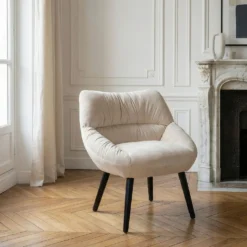 Fauteuil moderne et confortable Patrick Velours Beige