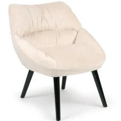 Fauteuil moderne et confortable Patrick Velours Beige