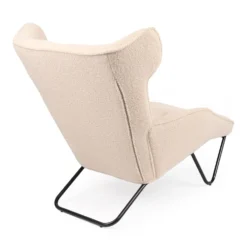 Fauteuil méridienne style bergère relax Shirley Tissu bouclette Beige