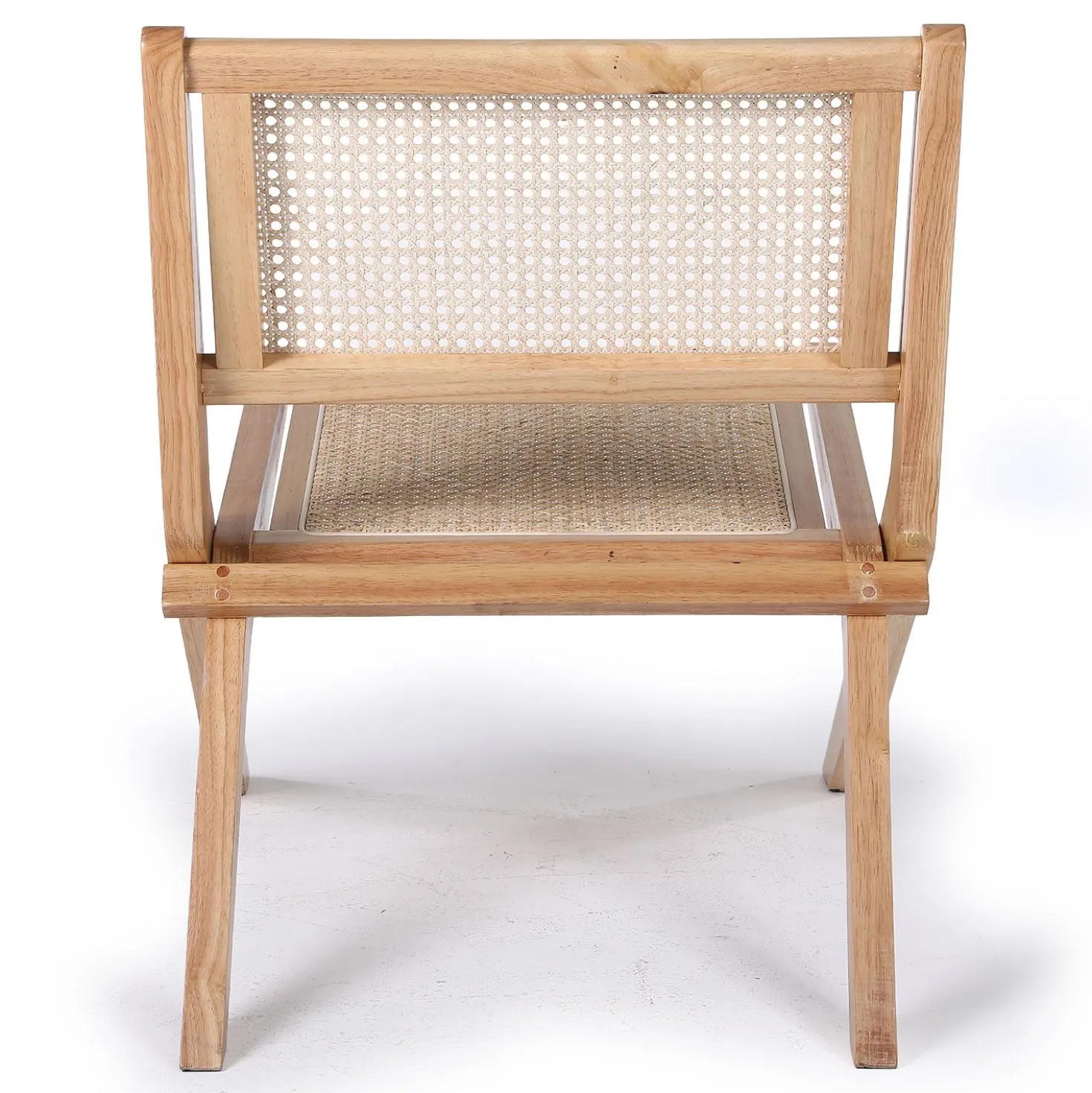 Fauteuil pliant Masdam Bois massif naturel et cannage en rotin