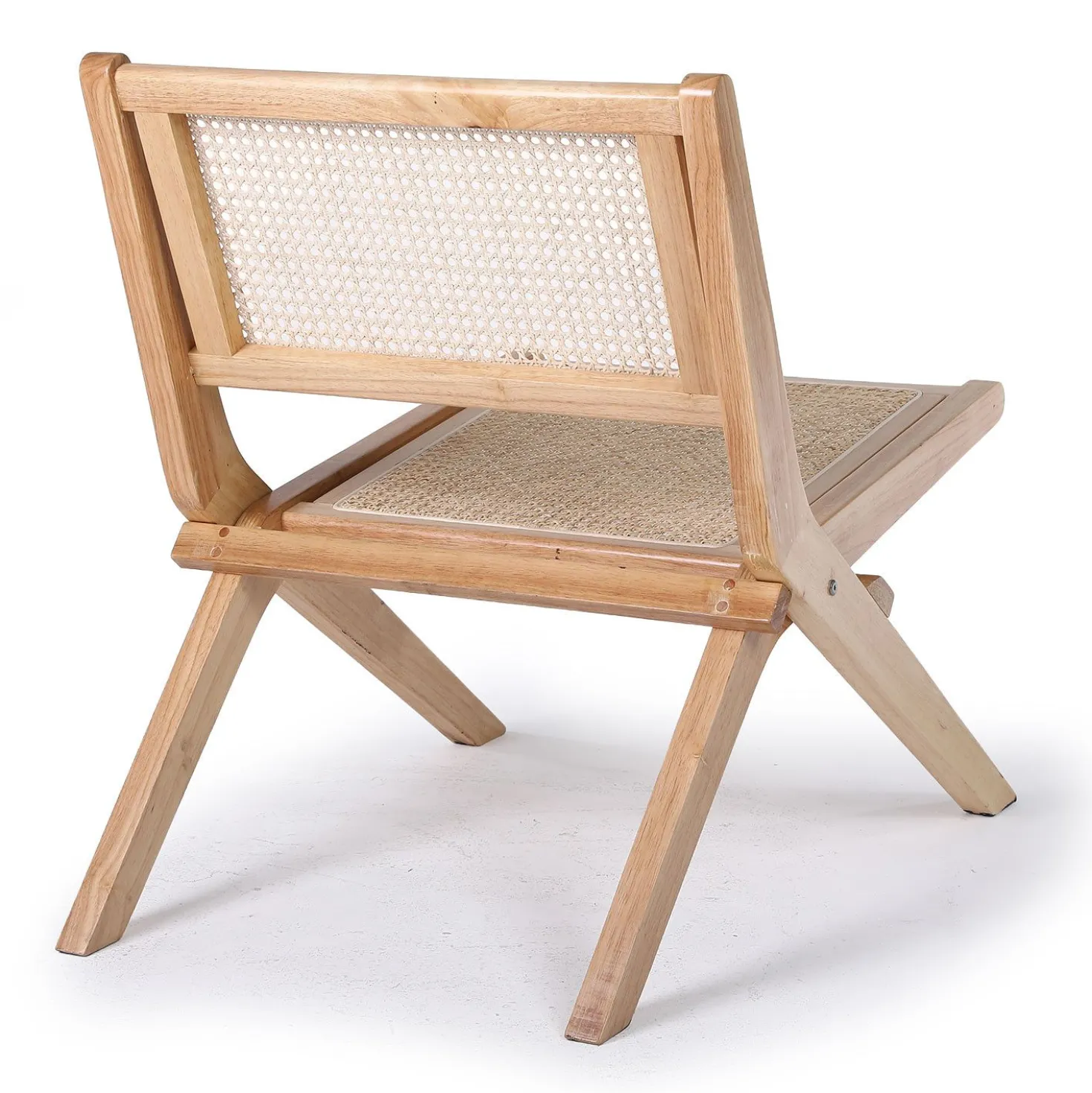 Fauteuil pliant Masdam Bois massif naturel et cannage en rotin