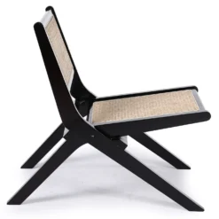 Fauteuil pliant Masdam Bois massif brun foncé et cannage en rotin