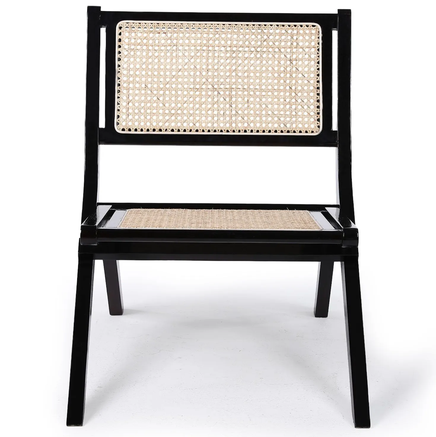 Fauteuil pliant Masdam Bois massif brun foncé et cannage en rotin