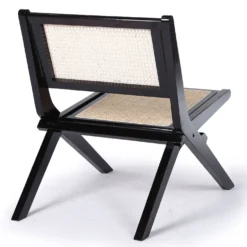Fauteuil pliant Masdam Bois massif brun foncé et cannage en rotin