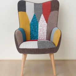 Fauteuil scandinave Klarys Tissu Patchwork