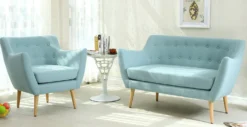Fauteuil scandinave Molly Tissu Bleu