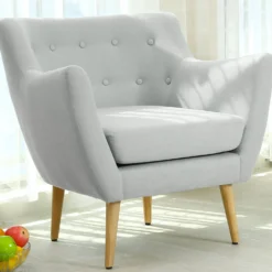 Fauteuil scandinave Molly Tissu Gris