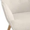 Fauteuil scandinave + pouf Lylou Tissu bouclette lainée Crème