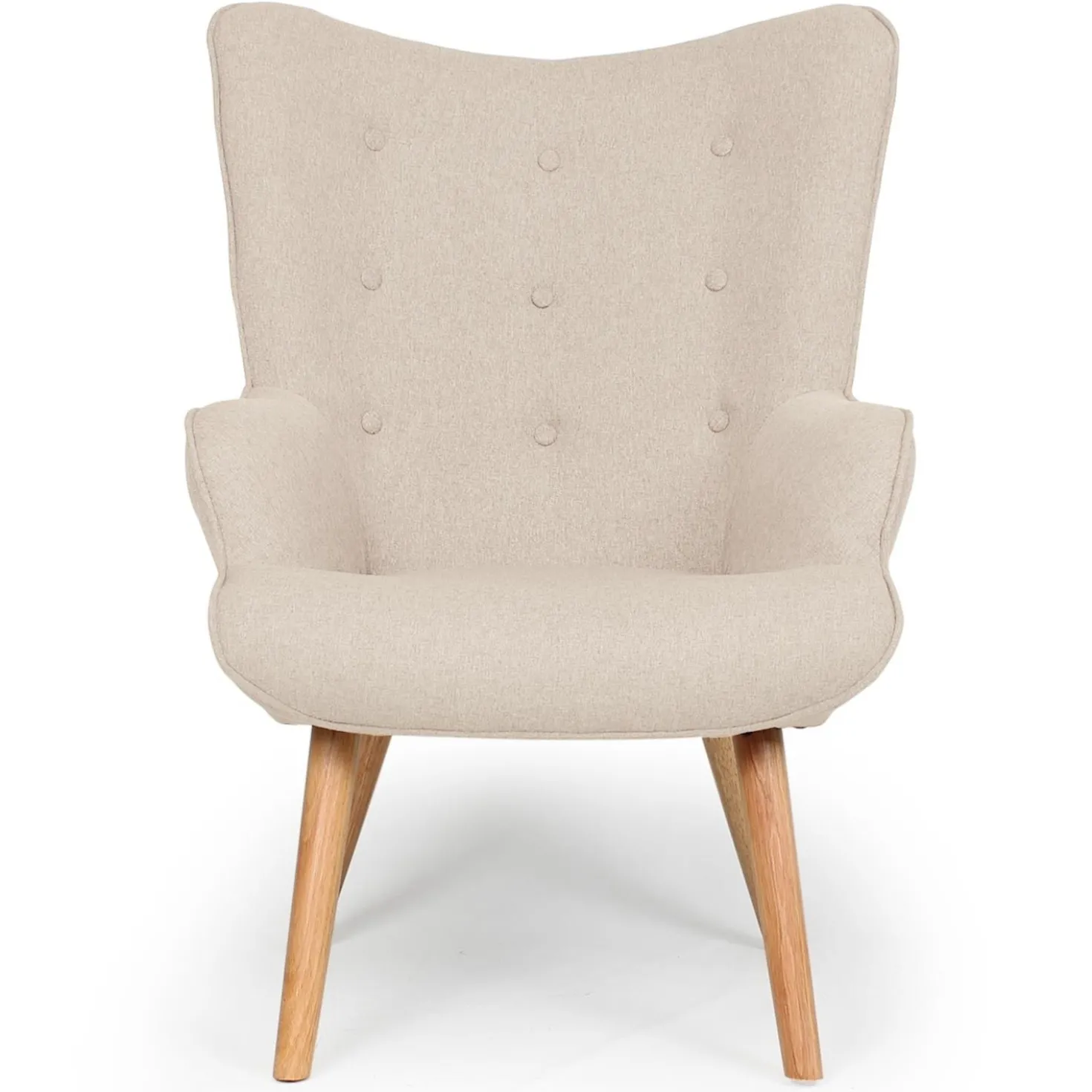 Fauteuil scandinave + pouf Lylou Tissu Beige