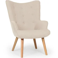 Fauteuil scandinave + pouf Lylou Tissu Beige