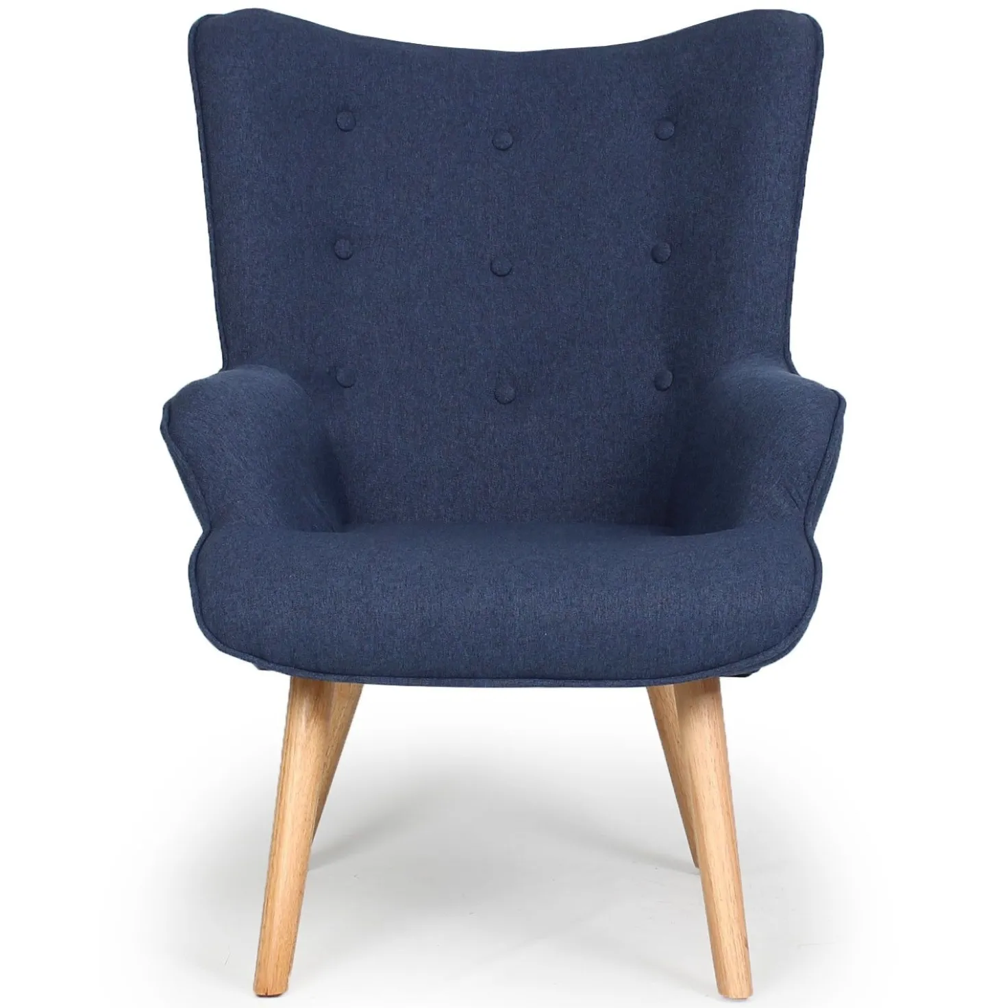 Fauteuil scandinave + pouf Lylou Tissu Bleu