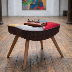 Fauteuil scandinave + pouf Lylou Tissu Patchwork