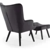 Fauteuil scandinave + pouf Lylou Velours Noir