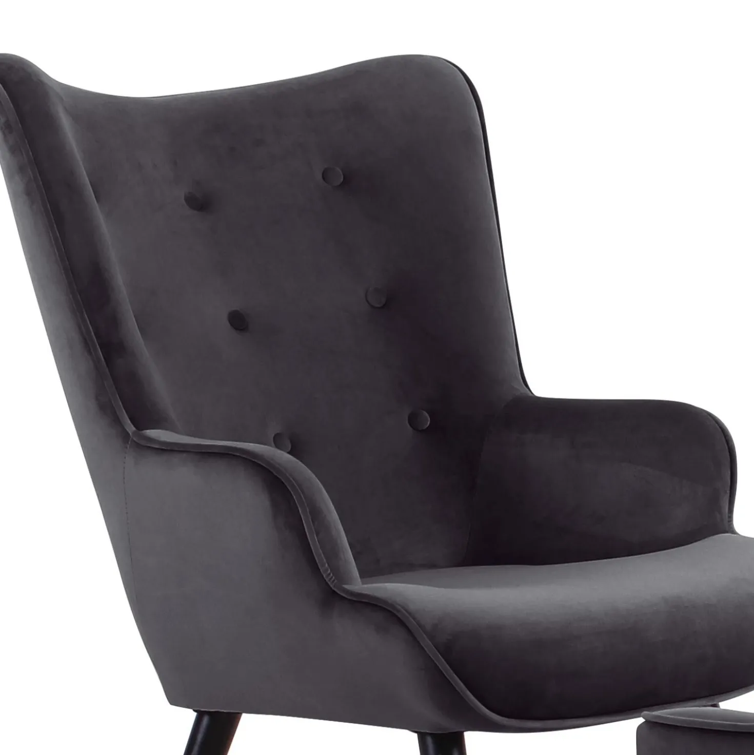 Fauteuil scandinave + pouf Lylou Velours Noir