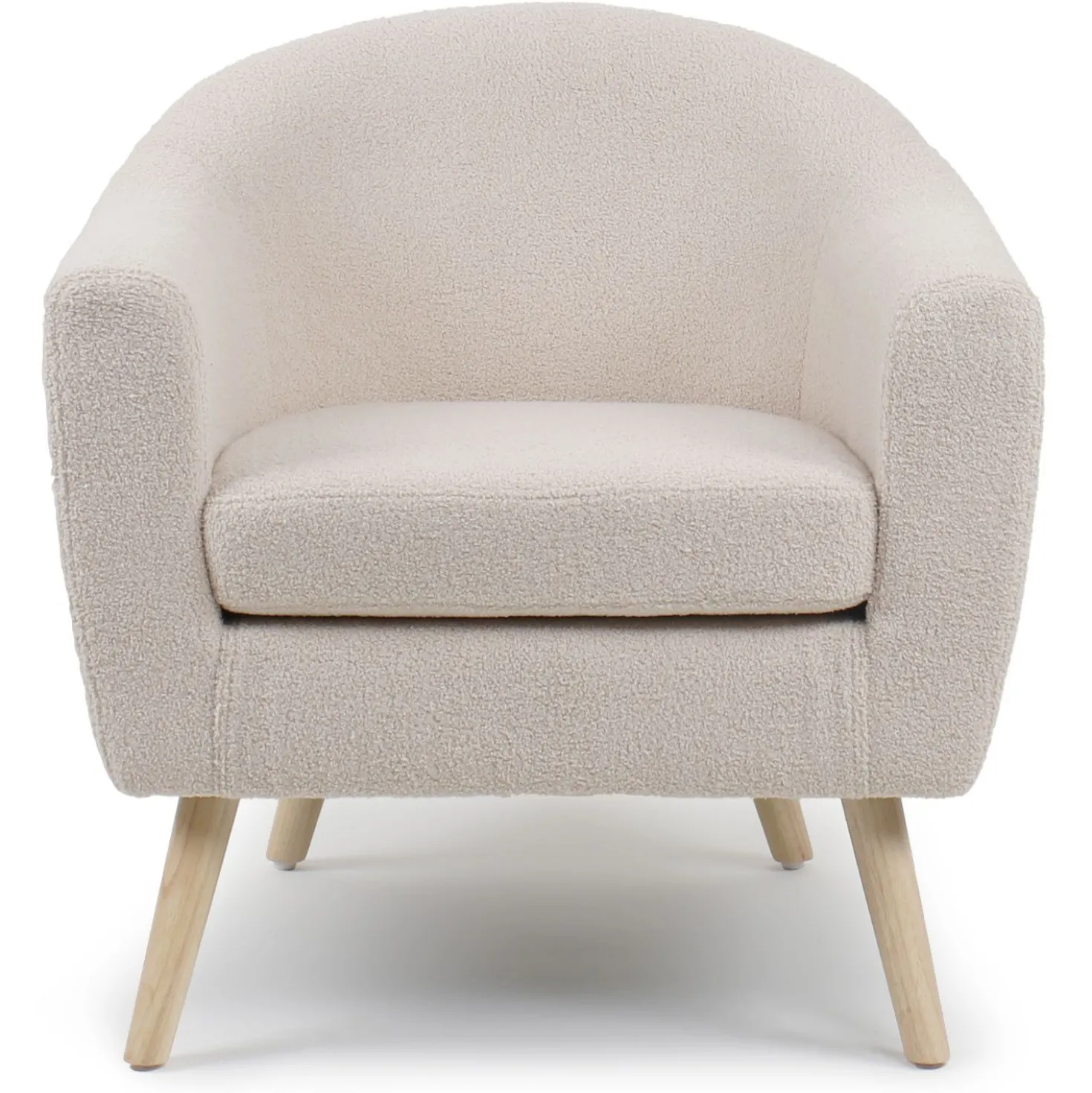 Fauteuil scandinave Savoy Tissu bouclette lainée Crème