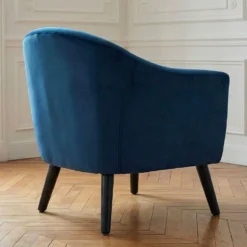 Fauteuil scandinave Savoy Velours Bleu