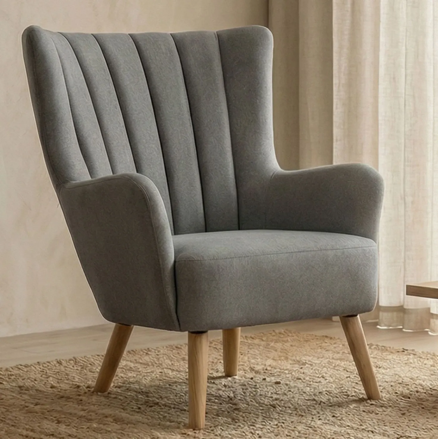 Fauteuil scandinave Vidal Tissu Gris
