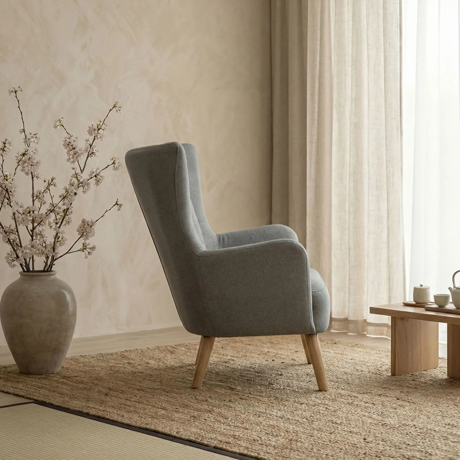 Fauteuil scandinave Vidal Tissu Gris