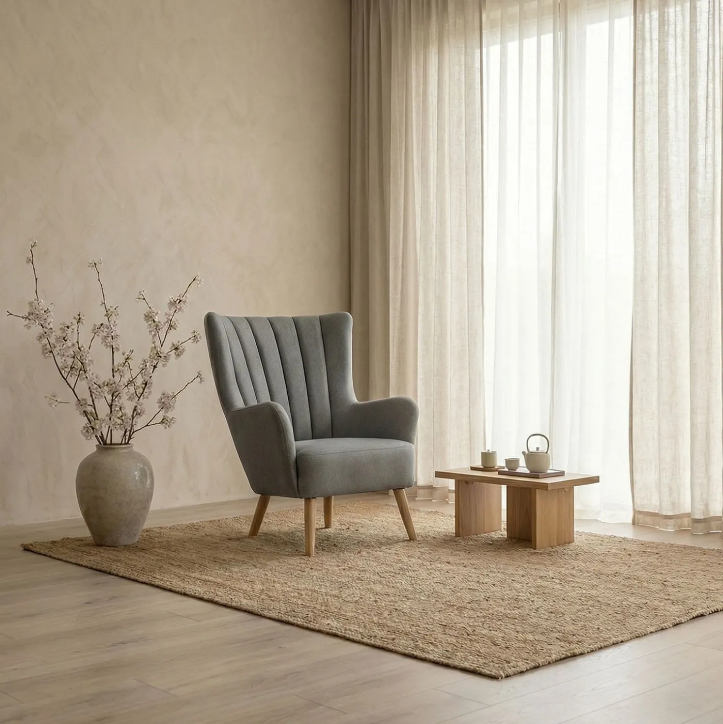 Fauteuil scandinave Vidal Tissu Gris