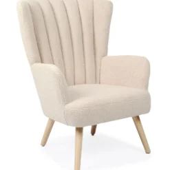 Fauteuil scandinave Vidal Tissu Bouclette Beige