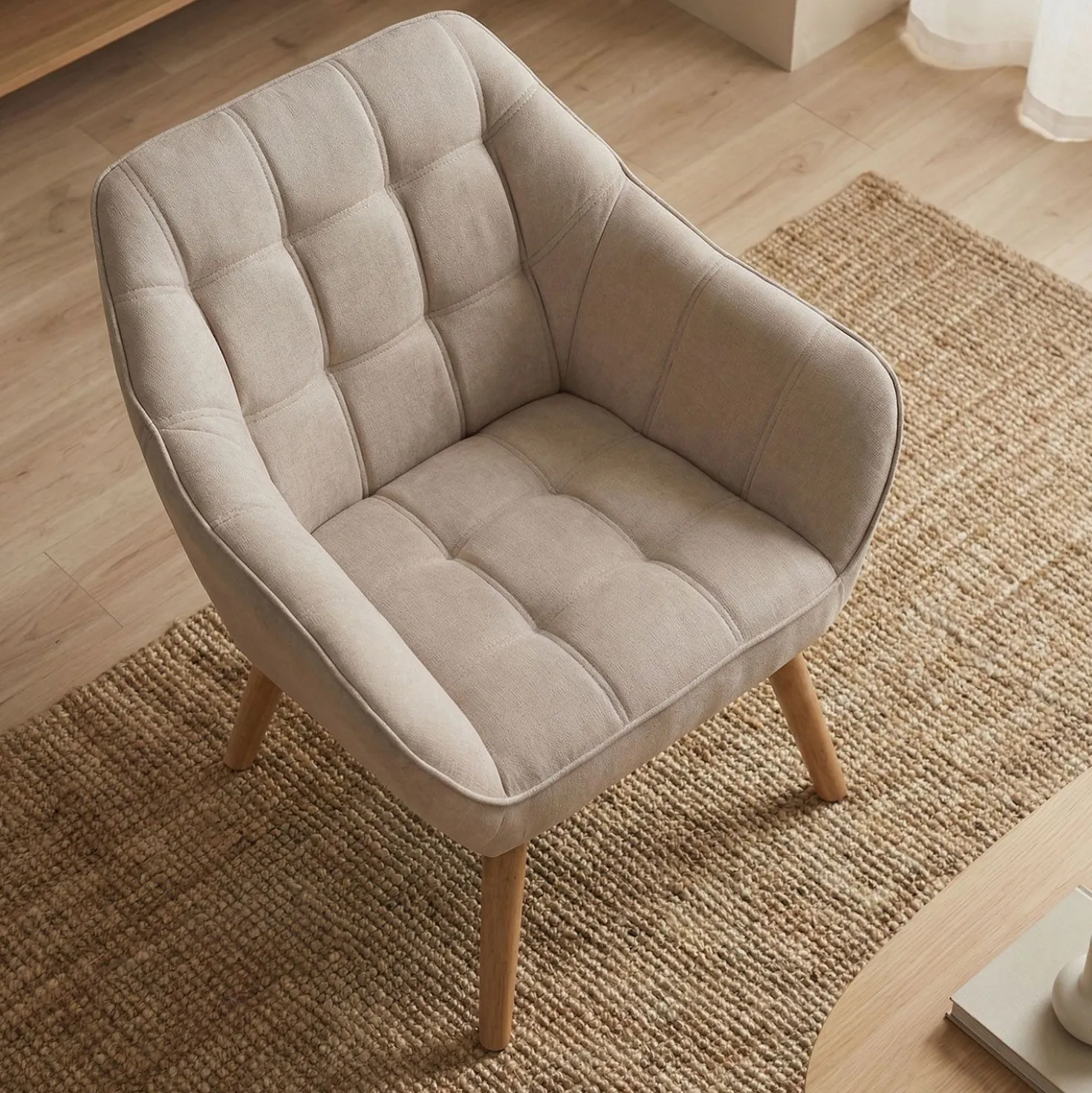 Fauteuil Scandinave Zentao Tissu Beige