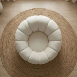 Fauteuil tournant design coquillage Arielina Tissu bouclette Beige