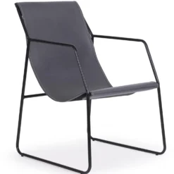 Fauteuil Ulysse Métal Noir et Simili Gris