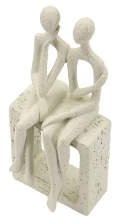 Figurine Couple Stons en résine crème