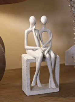Figurine Couple Stons en résine crème