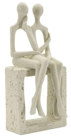 Figurine Couple Stons en résine crème